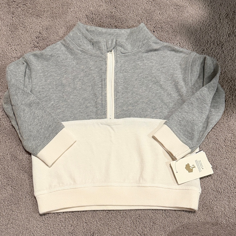 Gray and Cream Tucker + Tate Half-Zip Sweatshirt